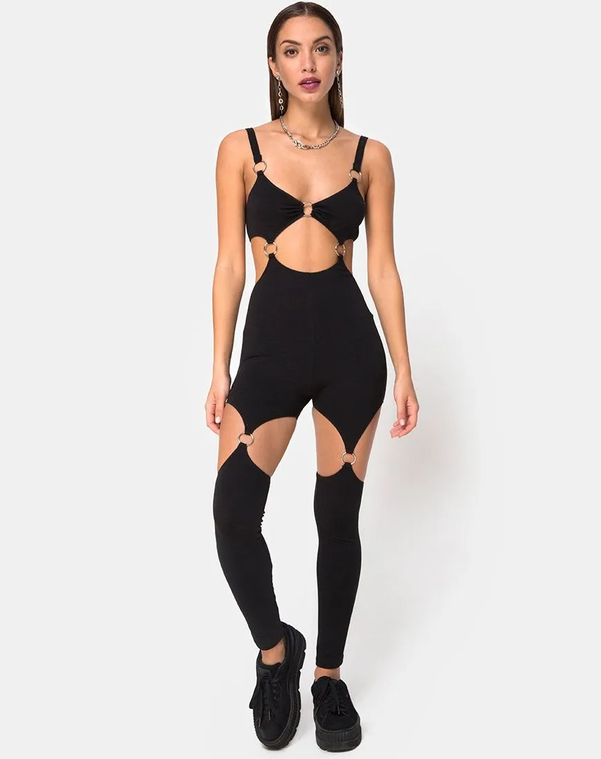 Jaca Cutout Unitard in Black