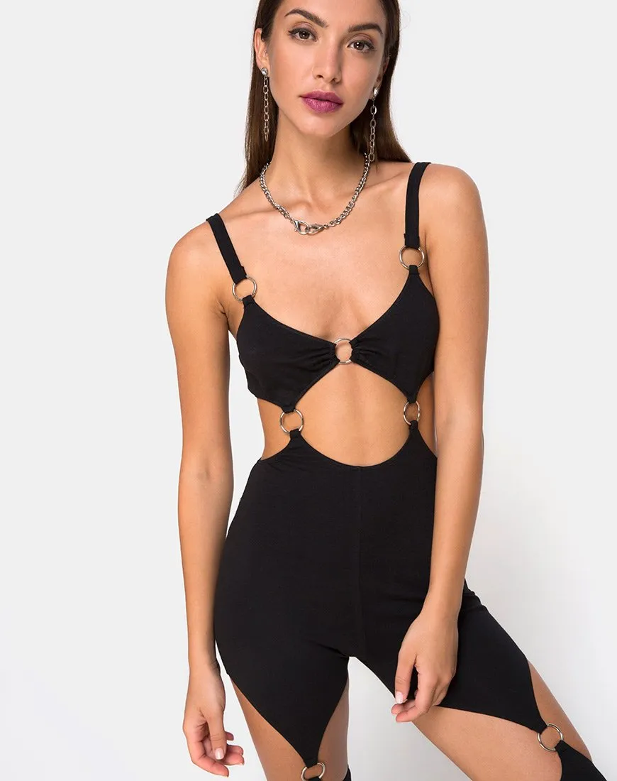 Jaca Cutout Unitard in Black