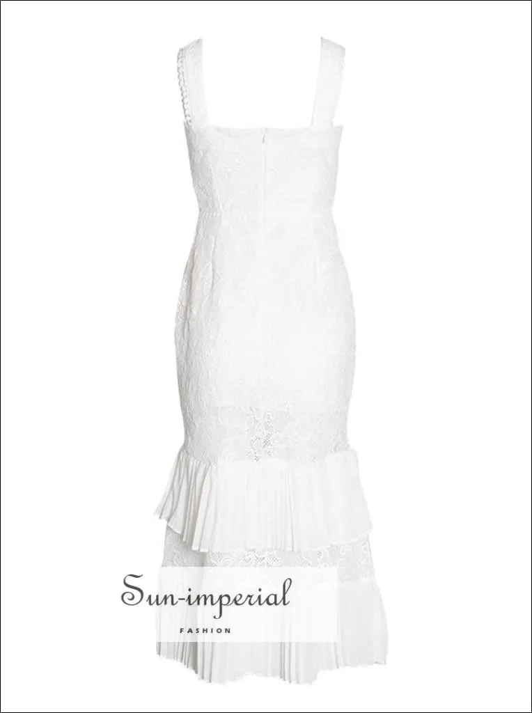 Journee Dress- White Lace Elegant Maxi Dress Sleeveless High Waist Embroidery Slim Ankle Length