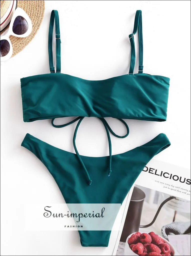 Keyhole Drawstring Low Waisted Bikini Swimwear Bikini Set