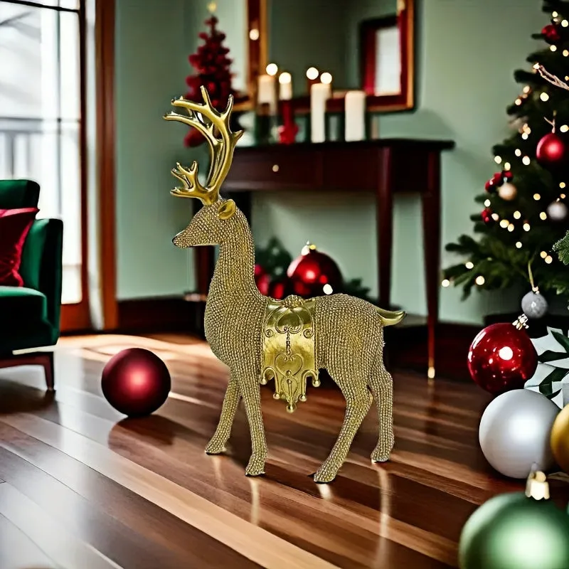 kkboxly 2pcs Set Large Reindeer Figurines for Christmas & New Year - Perfect for Weddings, Office Desk, and Home Decor - Ideal Living Room Accent & Cozy Gift