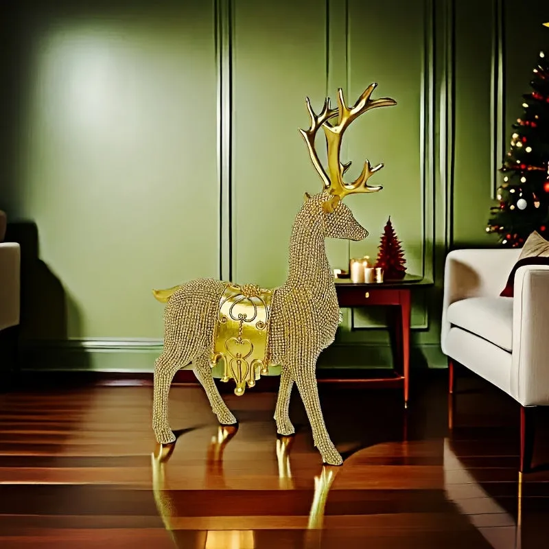 kkboxly 2pcs Set Large Reindeer Figurines for Christmas & New Year - Perfect for Weddings, Office Desk, and Home Decor - Ideal Living Room Accent & Cozy Gift