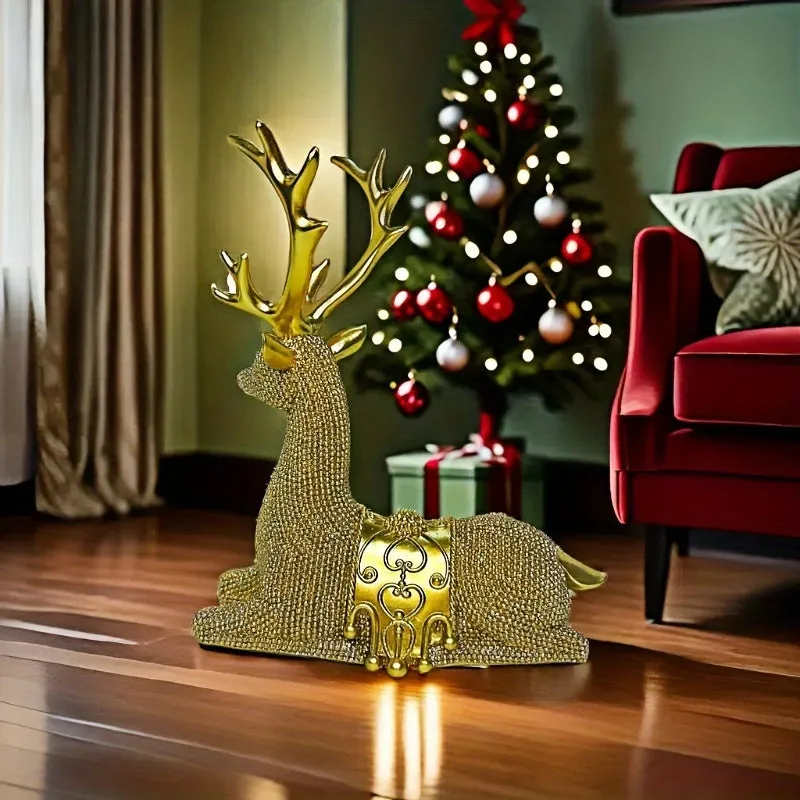 kkboxly 2pcs Set Large Reindeer Figurines for Christmas & New Year - Perfect for Weddings, Office Desk, and Home Decor - Ideal Living Room Accent & Cozy Gift