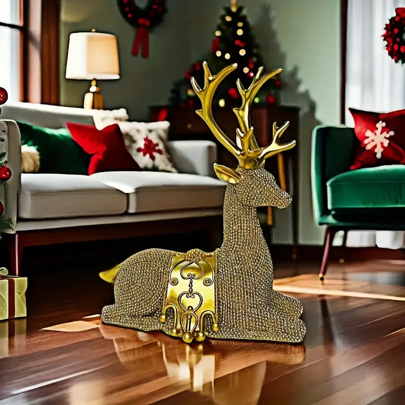 kkboxly 2pcs Set Large Reindeer Figurines for Christmas & New Year - Perfect for Weddings, Office Desk, and Home Decor - Ideal Living Room Accent & Cozy Gift