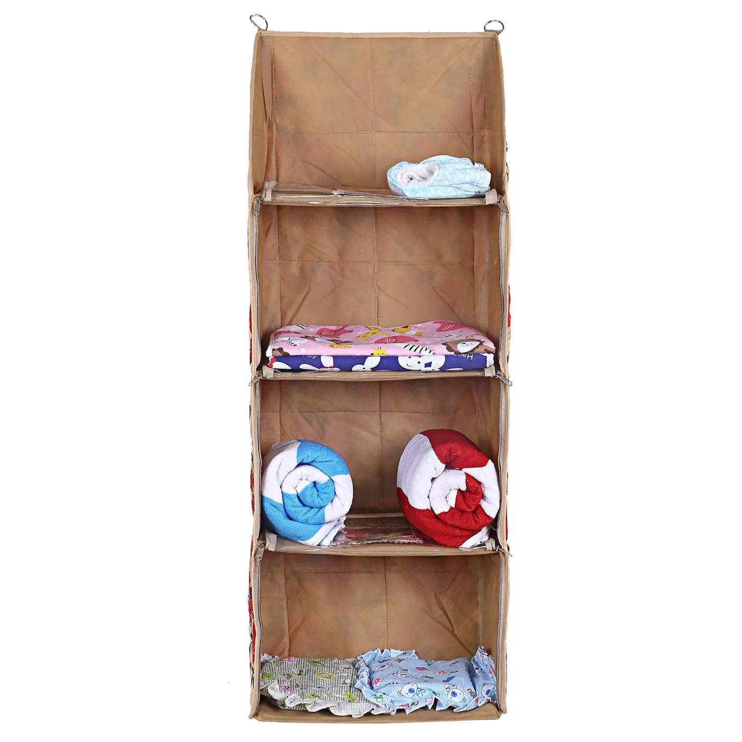 Kuber Industries Cotton Four Cabinet Hanging Baby Almirah (Beige)-CTKTC13367