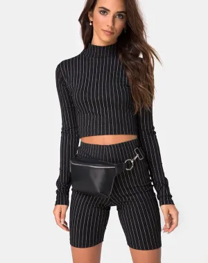 Lara Top in Pinstripe Black