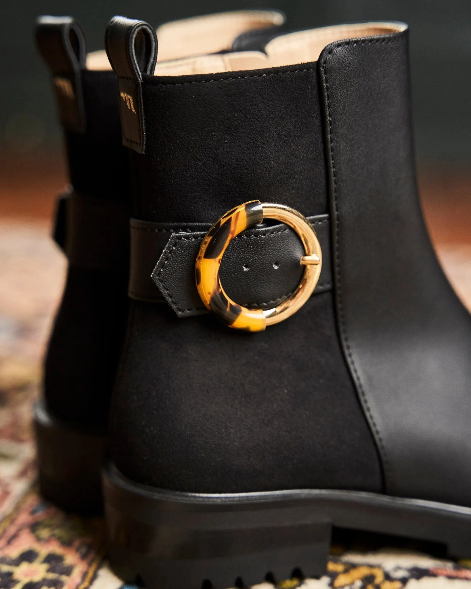 Maze Vegan Leather Buckle Boots | Black