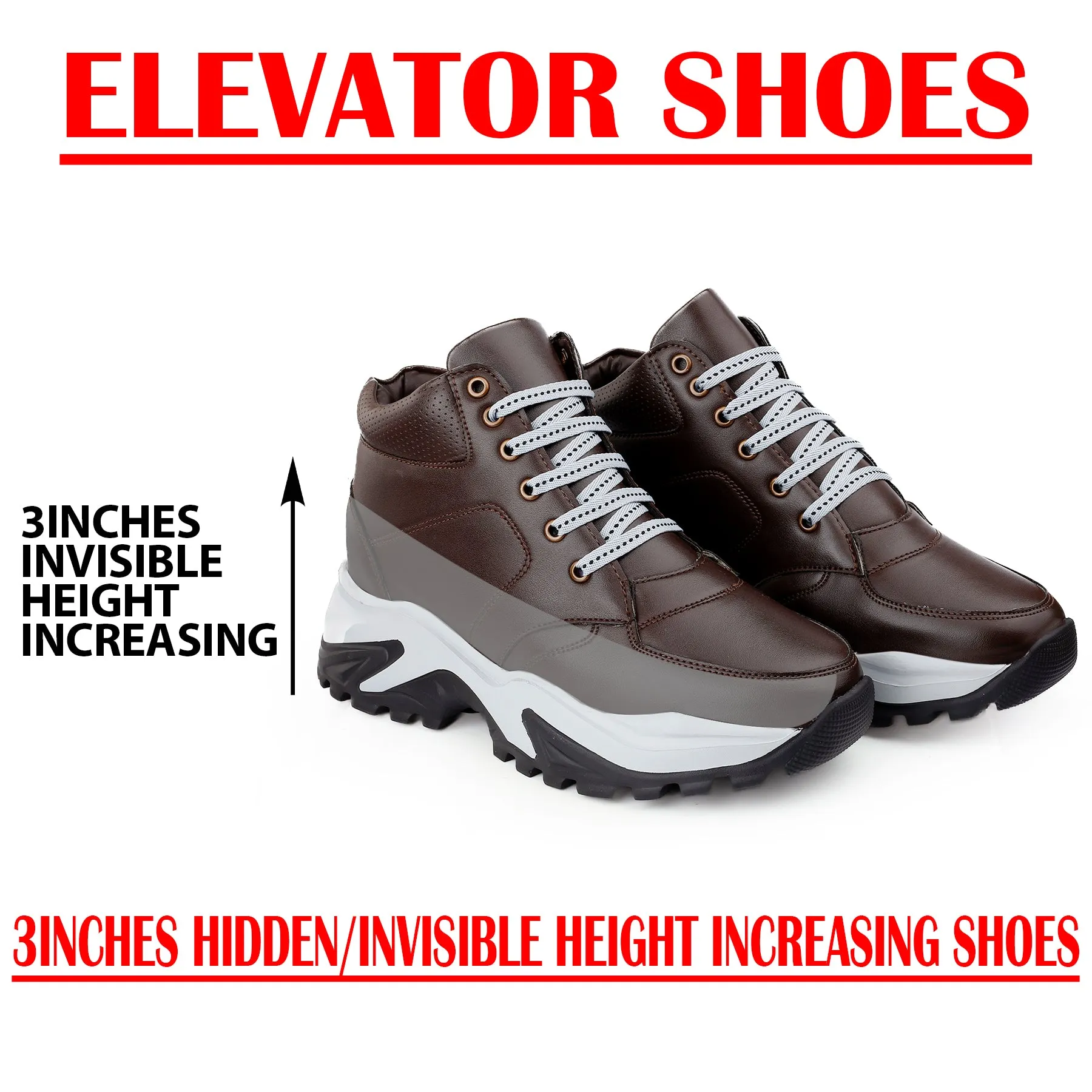 Men's 3 Inch Hidden Height Increasing Casual Outdoor Sneakers Boot