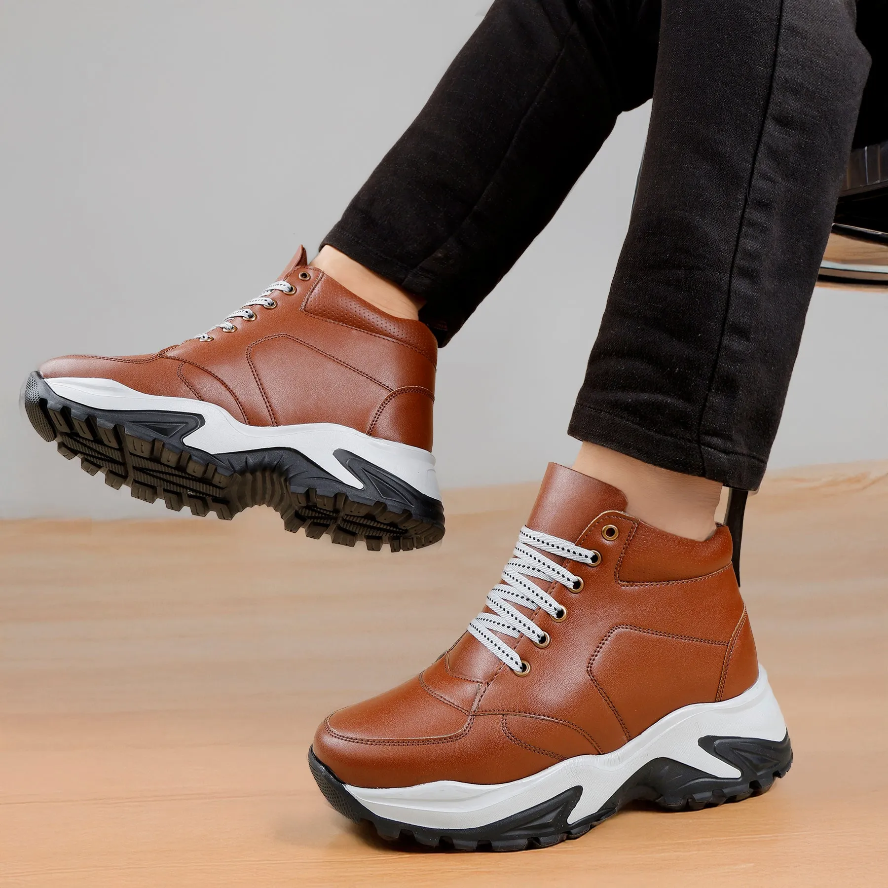 Men's 3 Inch Hidden Height Increasing Casual Outdoor Sneakers Boot