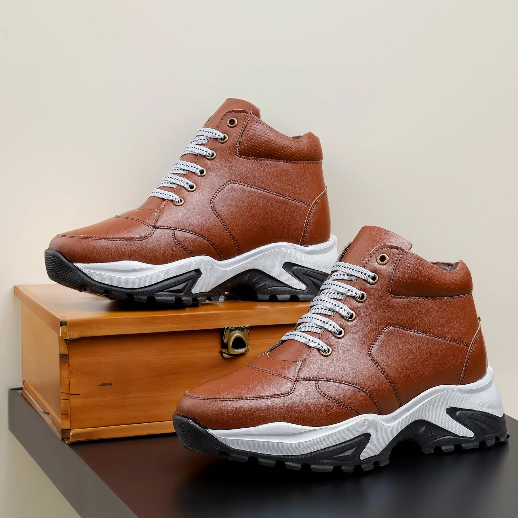 Men's 3 Inch Hidden Height Increasing Casual Outdoor Sneakers Boot