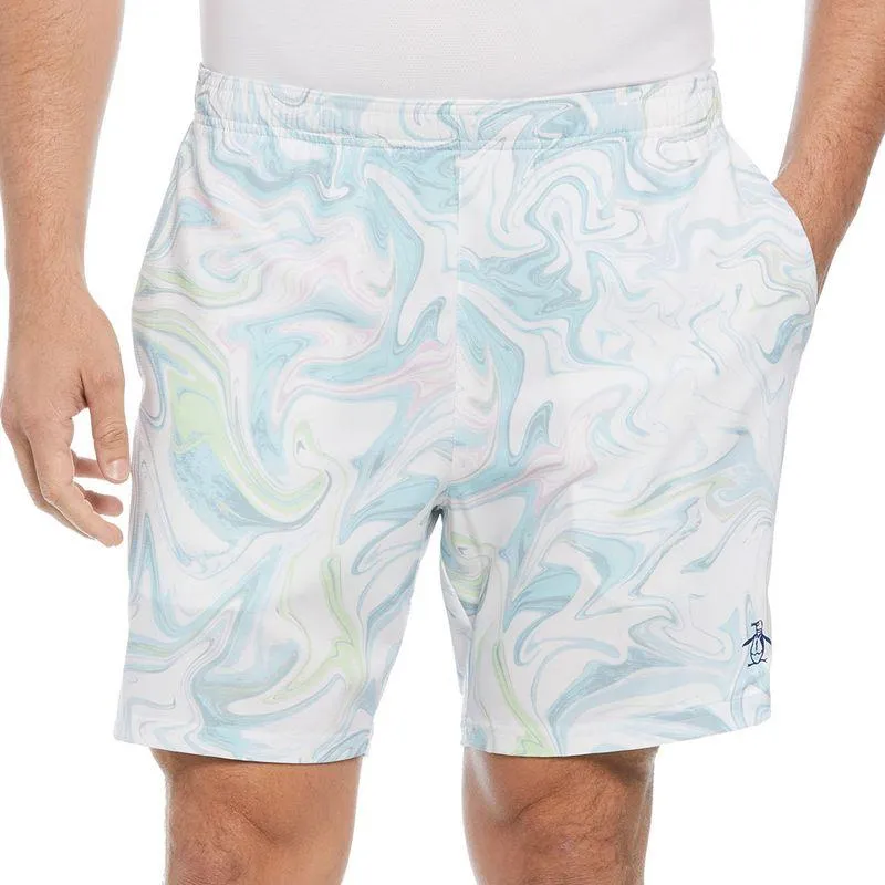 Men's Performance Marble Printed Tennis Short Bright White