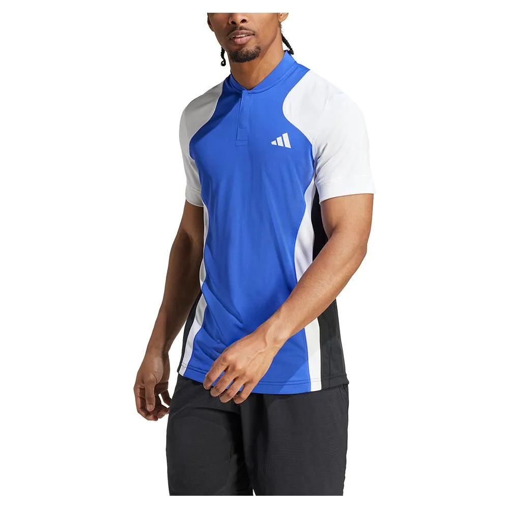 Mens Pro Freelift Tennis Polo Lucid Blue and White