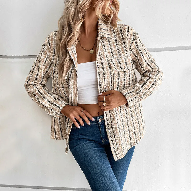 METAVERSMALL 2025 trade New autumn and winter new 2025 small fragrant design jacket retro  plaid cardigan