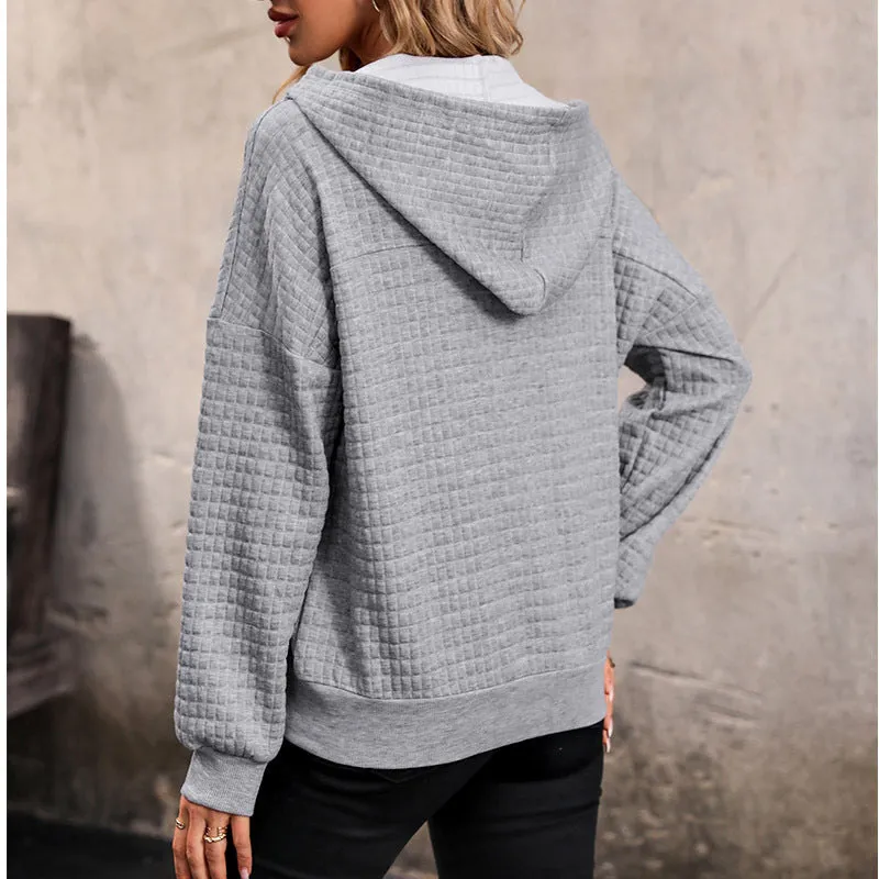 METAVERSMALL Europe, America and New autumn waffle new long-sleeved autumn and winter loose sweater casual women's top