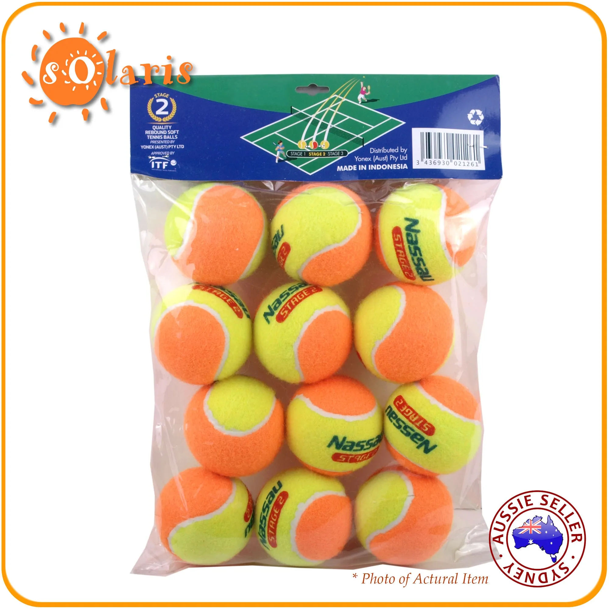 NASSAU Stage 2 Tennis Balls ITF Approved Orange Youth Junior Starter Balls 12 Pack