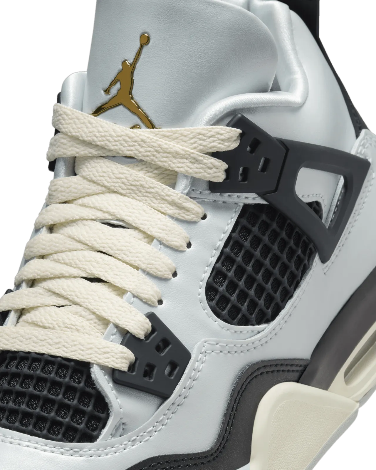 Nike Kids' Air Jordan 4 Retro Gs Shoes - Pure Platinum / Metallic Gold / Black / Sail