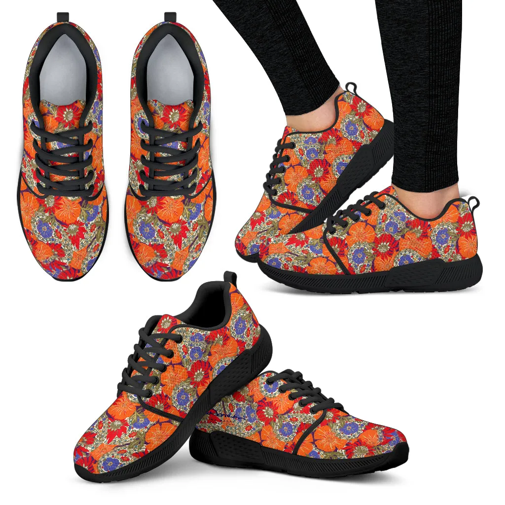 Orange Paisley Stripe Athletic Sneakers