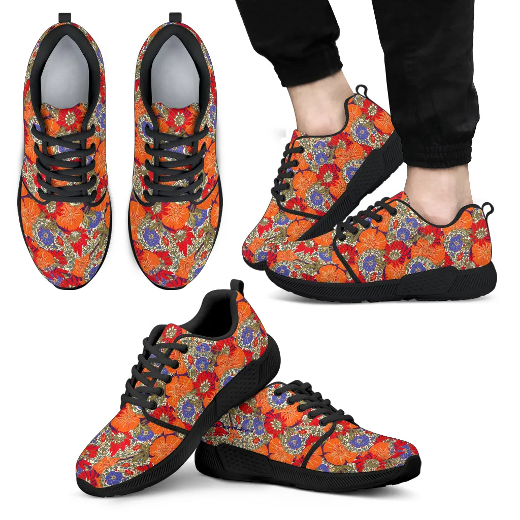 Orange Paisley Stripe Athletic Sneakers