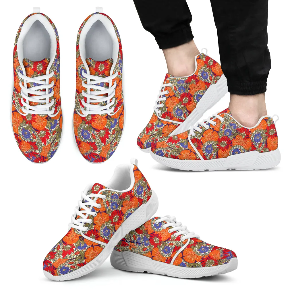 Orange Paisley Stripe Athletic Sneakers