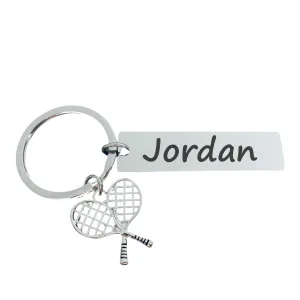 Personalized Engraved Tennis Bar Keychain