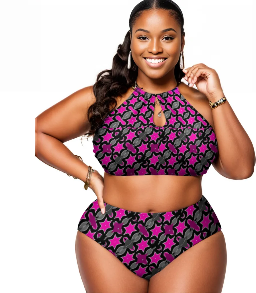 Pink Star Voluptuous ( ) Plus Size Women's Two Piece Swimsuit