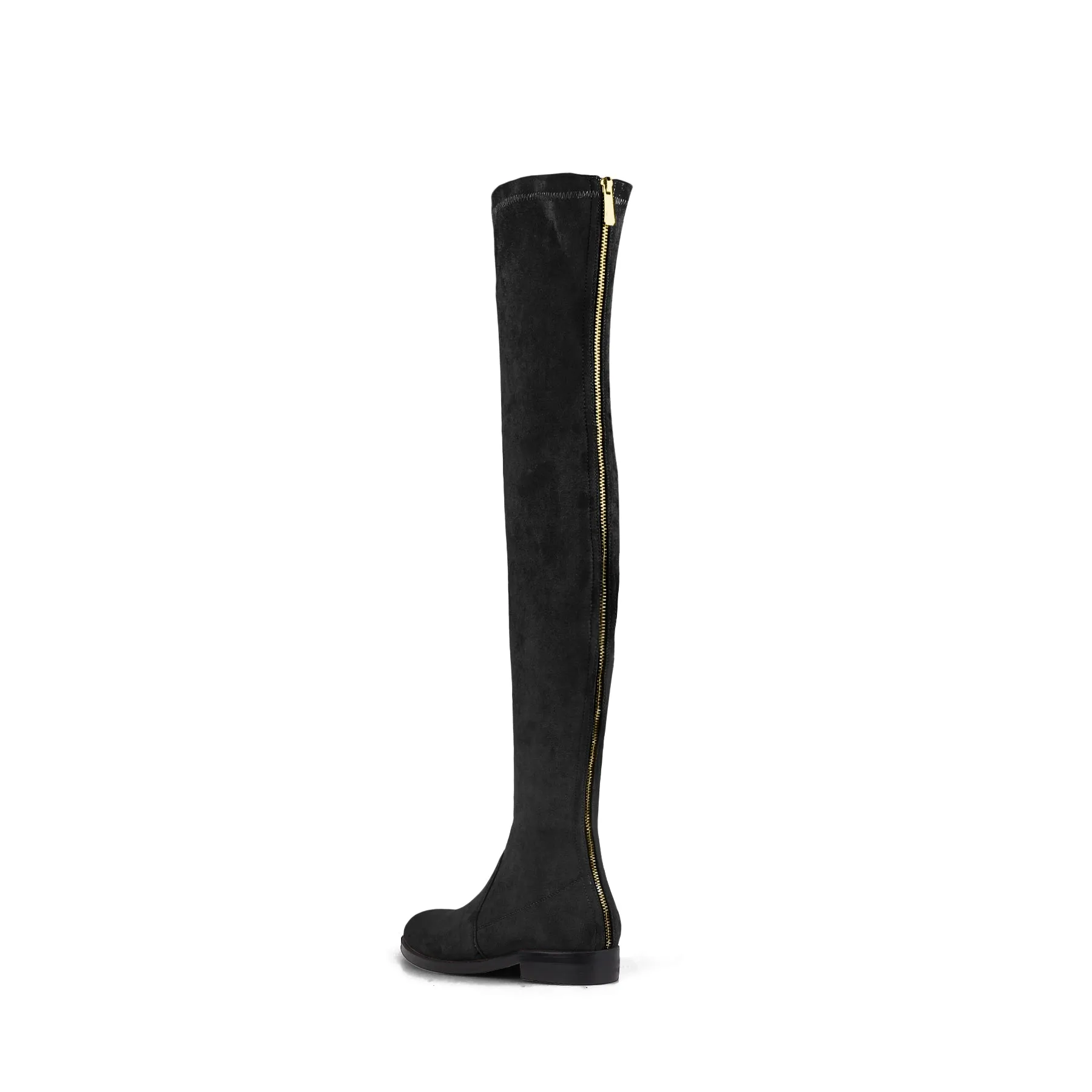 Posh Low Heel Thigh Boots with Full Back Zipper