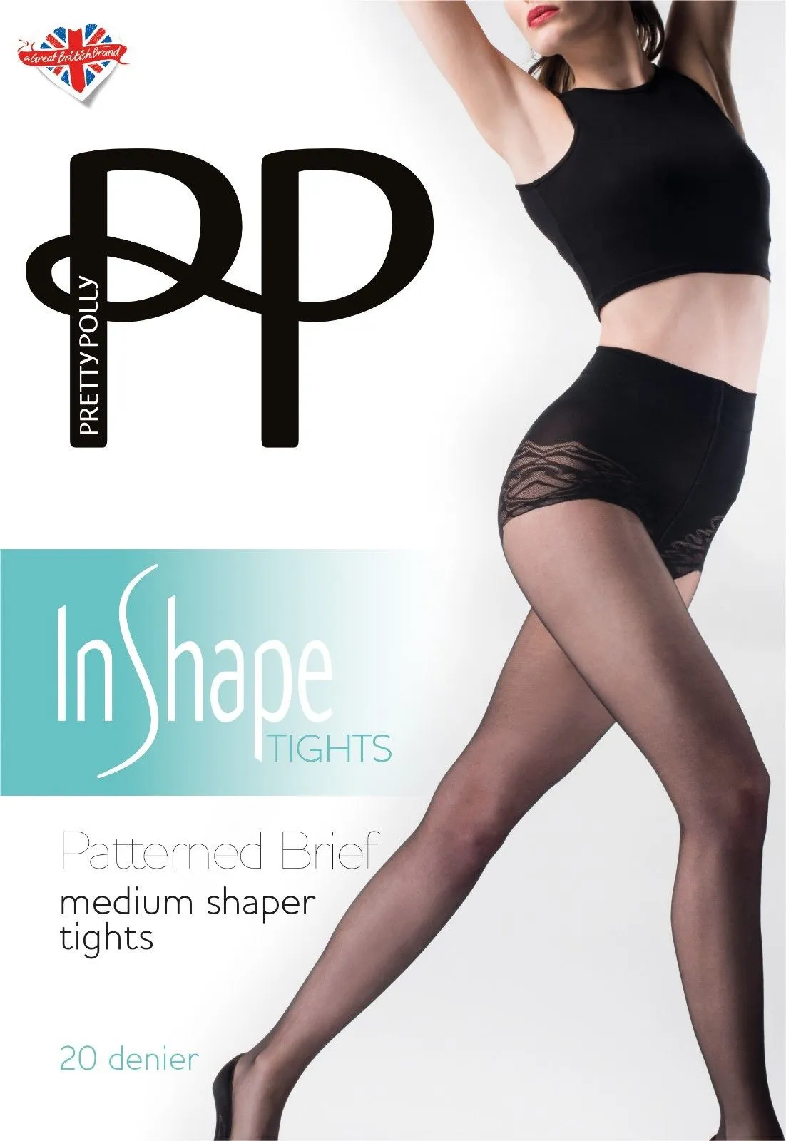 Pretty Polly In Shape Medium Shaper Tights Patterned Brief 20 Denier