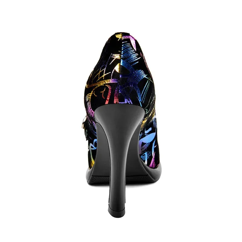 Printed T Cross Strap Platform Shoes