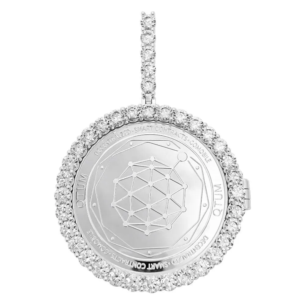 QTUM Coin Iced Out Frame Pendant