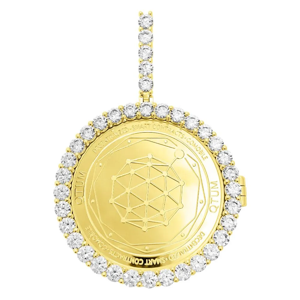 QTUM Coin Iced Out Frame Pendant