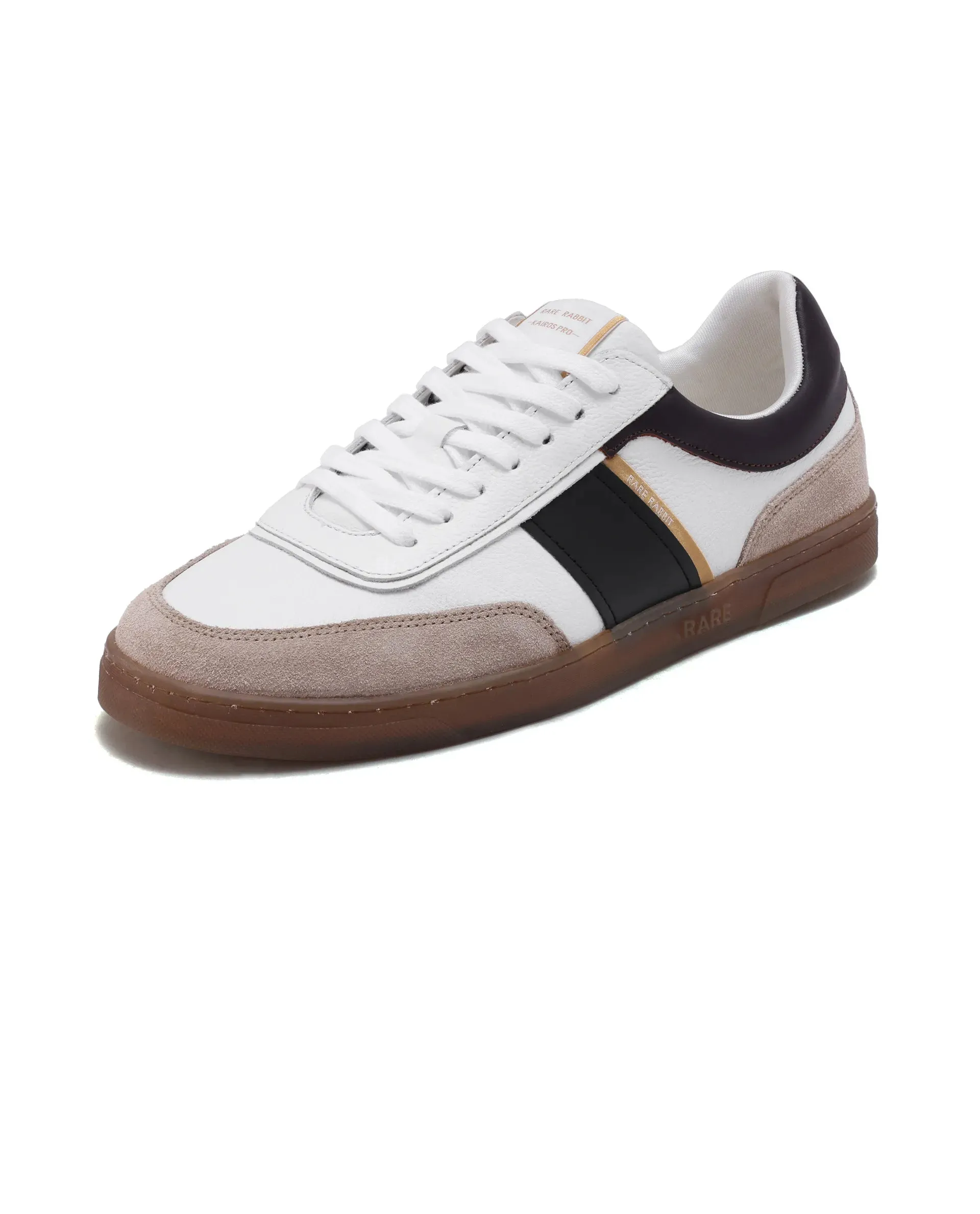 Rare Rabbit Men Kairos Pro White Premium Suede Leather Low-Top Lace-Up Sneaker Shoes