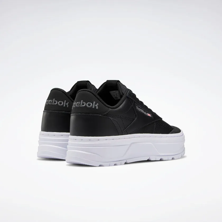 REEBOK WOMENS CLUB C DOUBLE GEO - CORE BLACK/FEATHER WHITE/PURE GREY