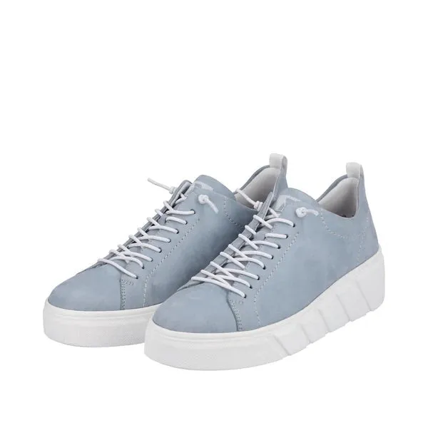 Rieker Evolution W0500-12 Cuba Leather Light Blue Flatform Bungie Trainers