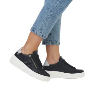 Rieker Evolution W0505-00 Rock Black Leather Flatform Trainers