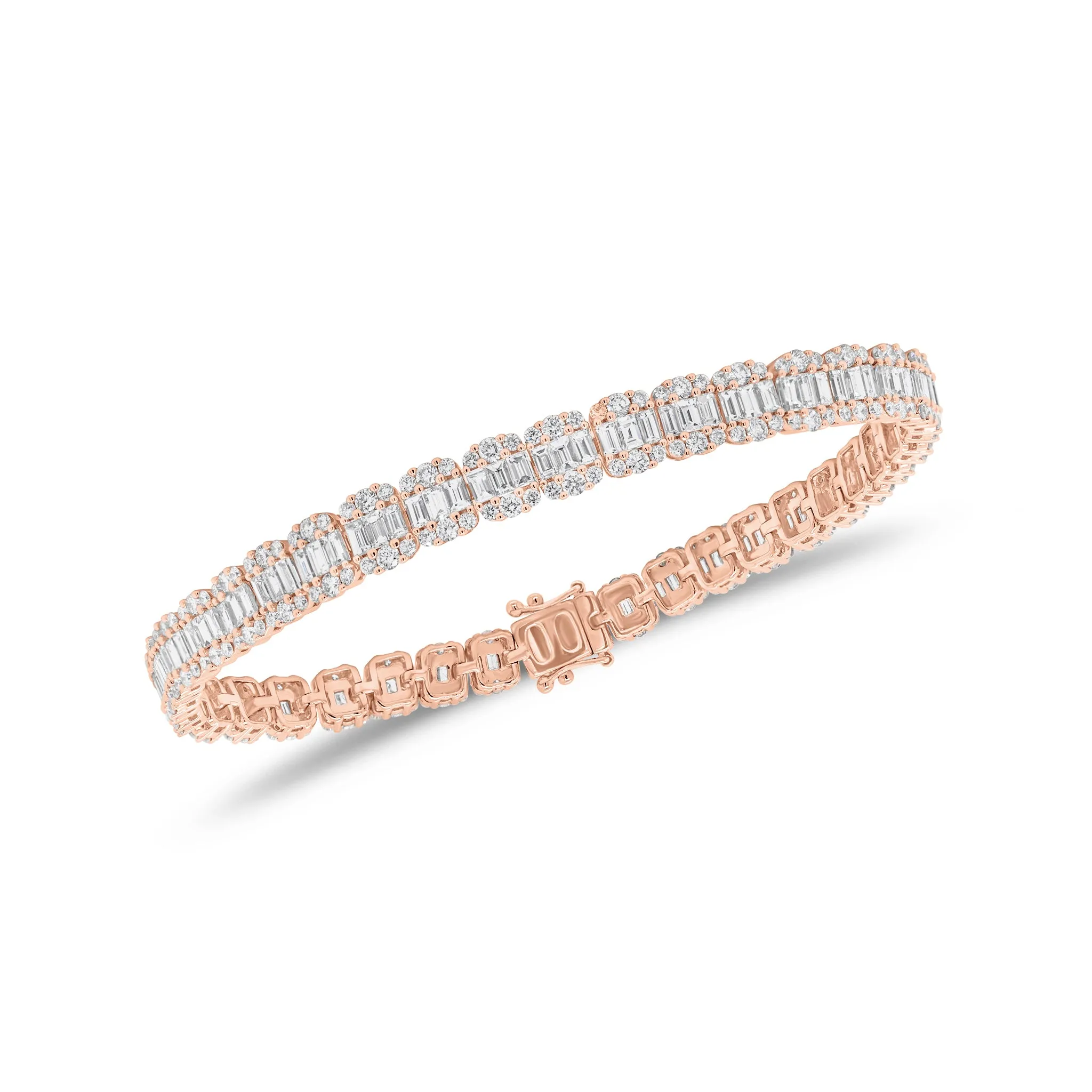 Round & Baguette Diamond Illusion Tennis Bracelet