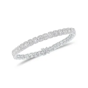 Round & Baguette Diamond Illusion Tennis Bracelet