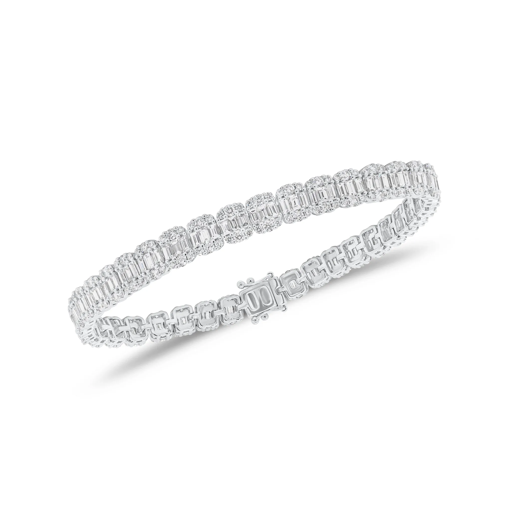 Round & Baguette Diamond Illusion Tennis Bracelet