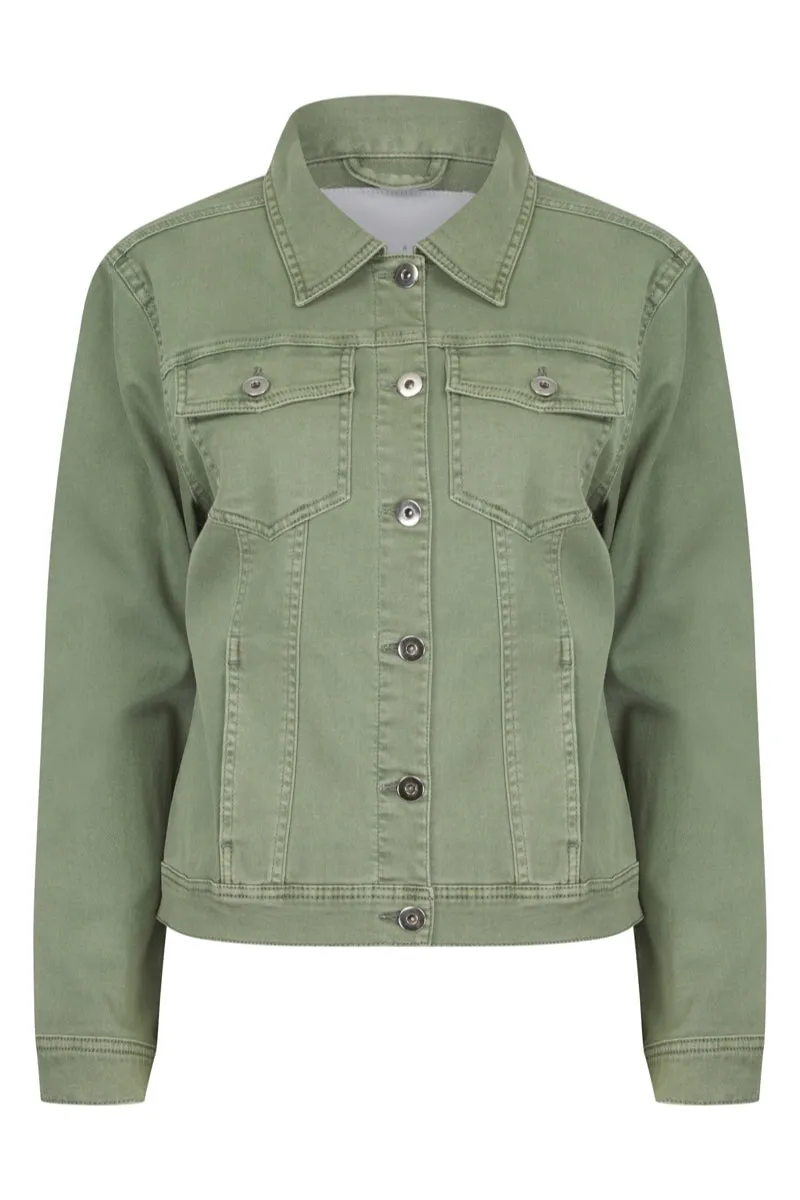 SAGE GREEN COTTON STRETCH DENIM JACKET