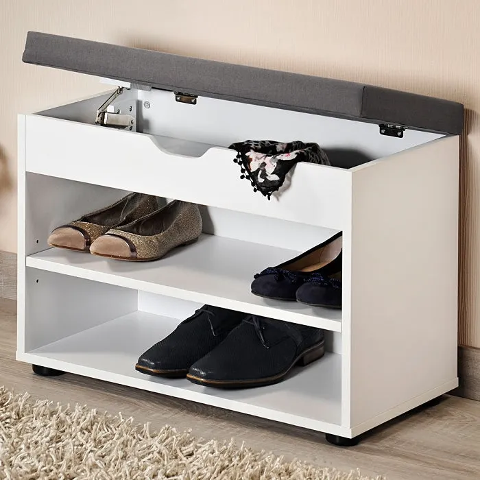 Shoe Cabinet & Cushion White