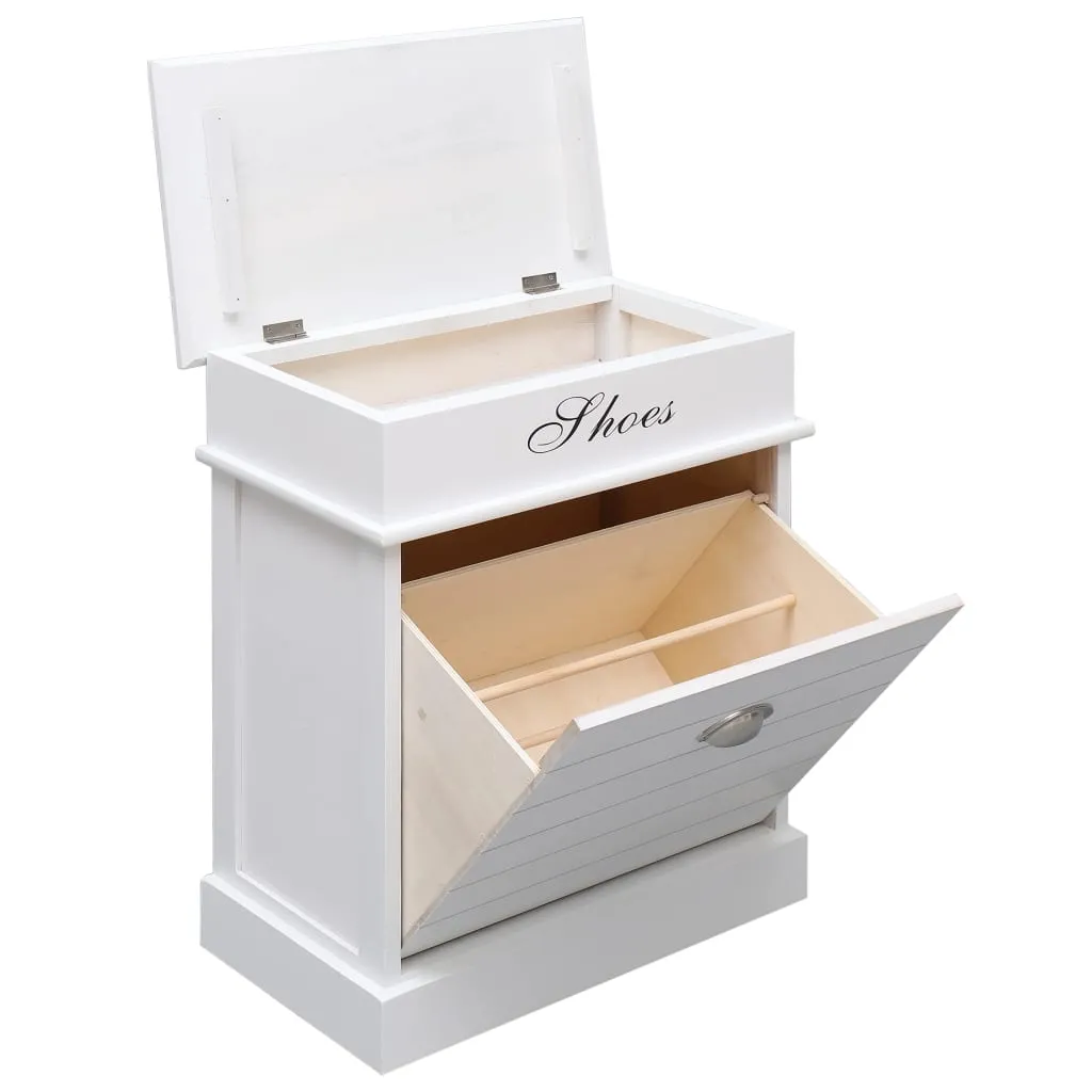 Shoe Cabinet White 50x28x58 cm Paulownia Wood