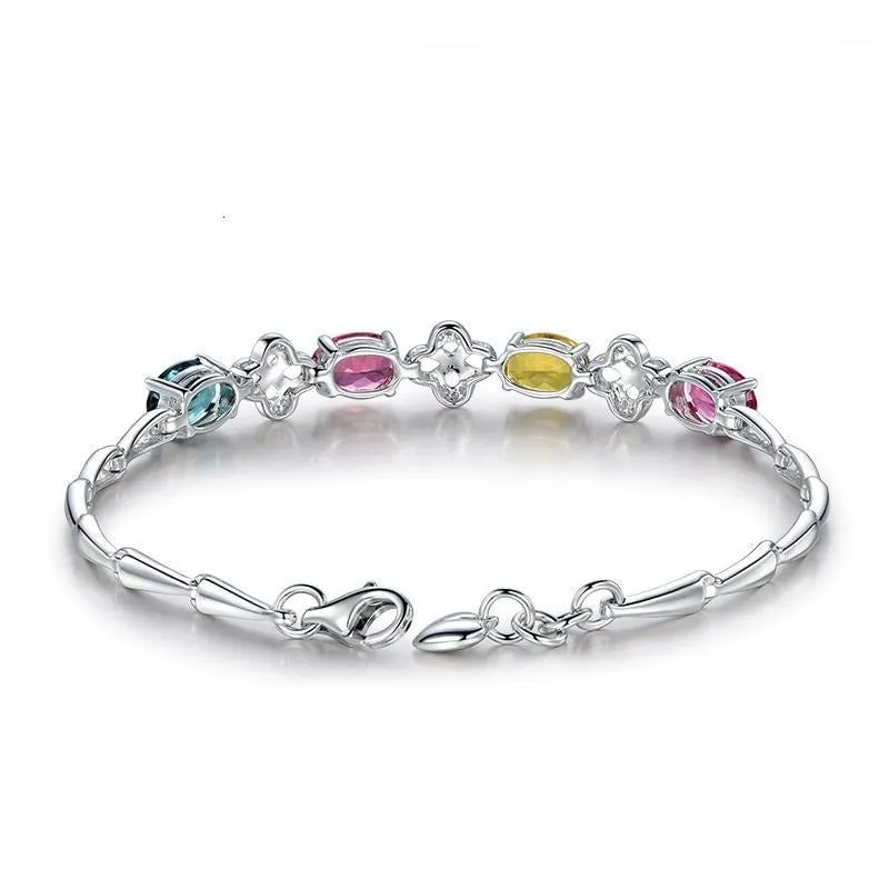 Silver 925 Jewelry Bracelet Trendy Luxury Gemstone