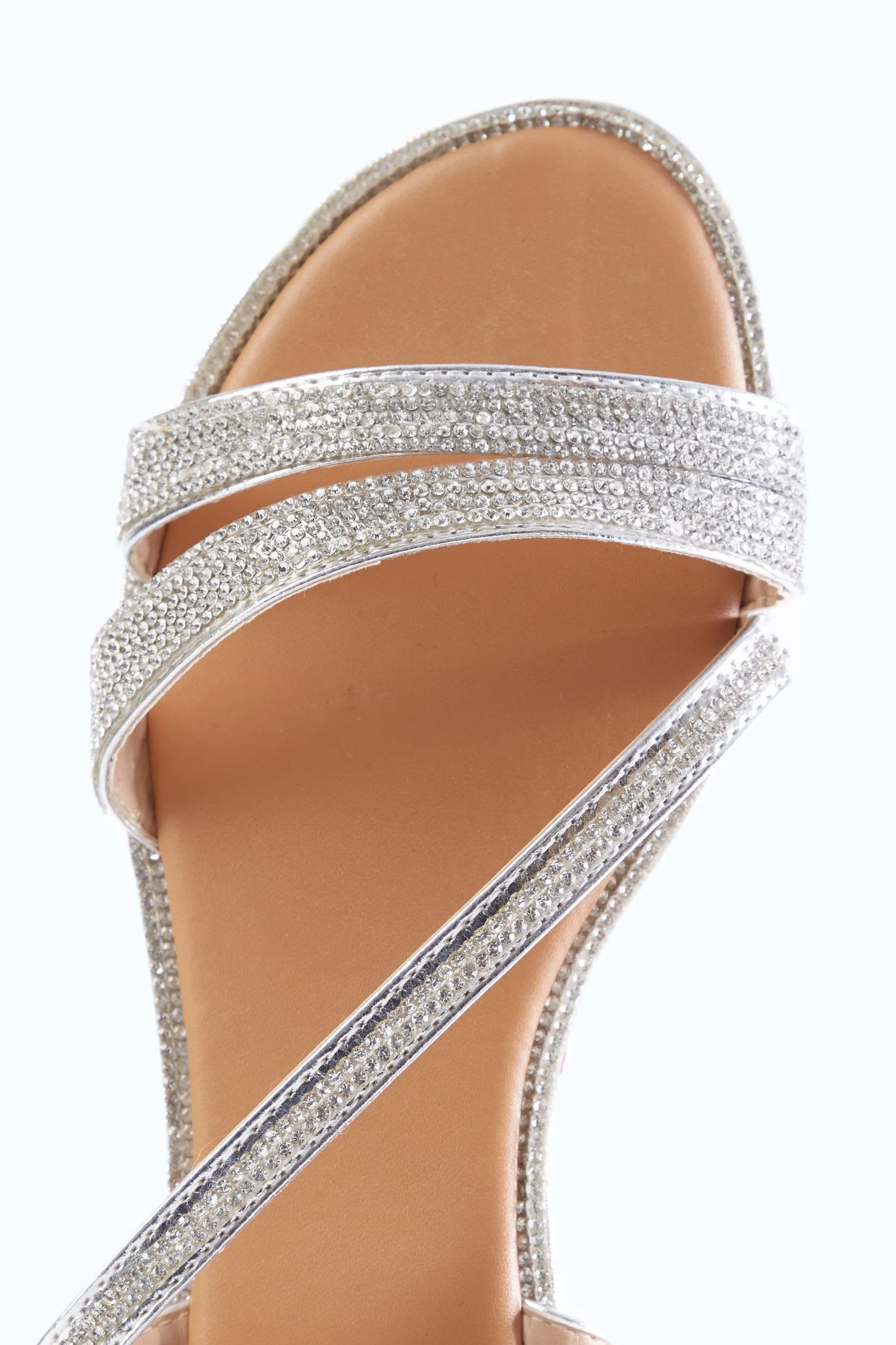 Silver Diamante Strappy Sandals