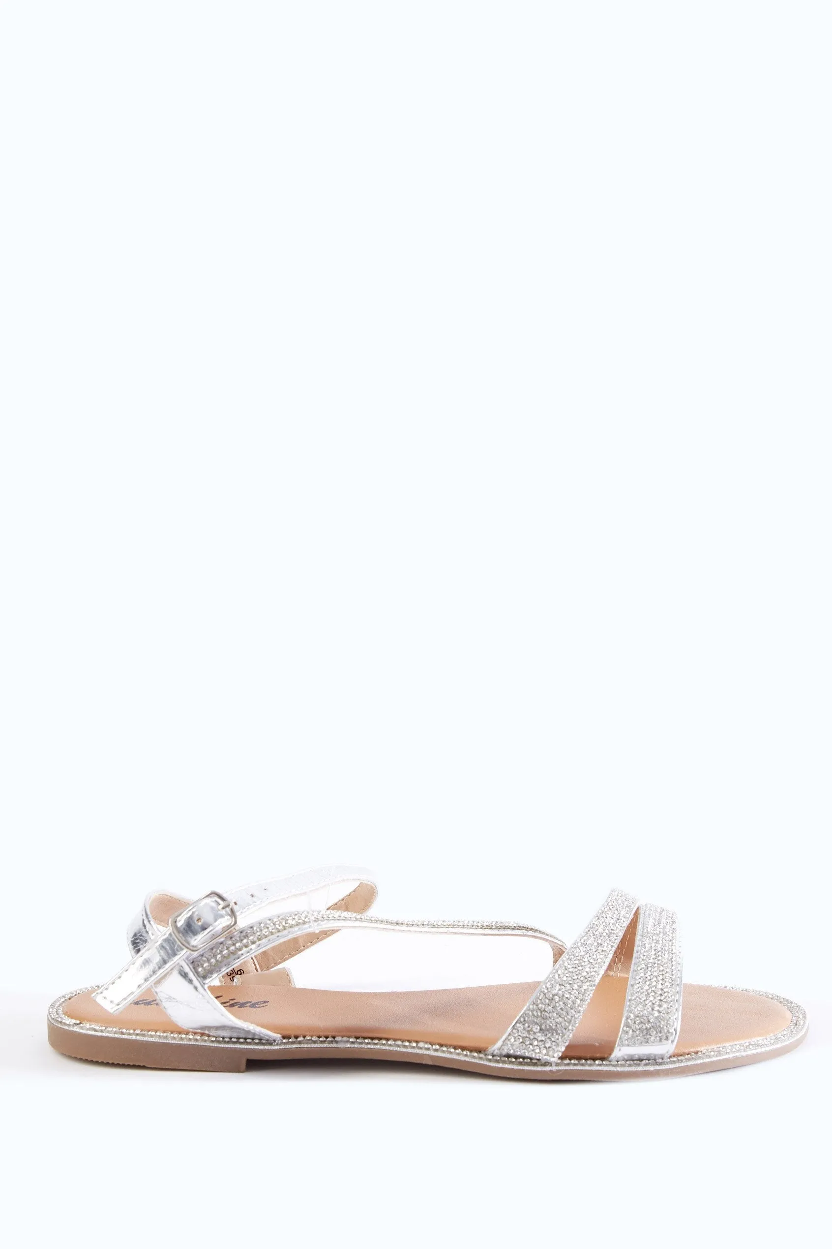 Silver Diamante Strappy Sandals