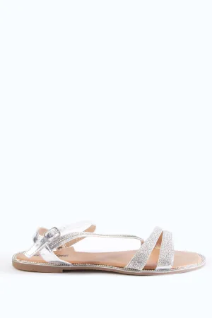 Silver Diamante Strappy Sandals