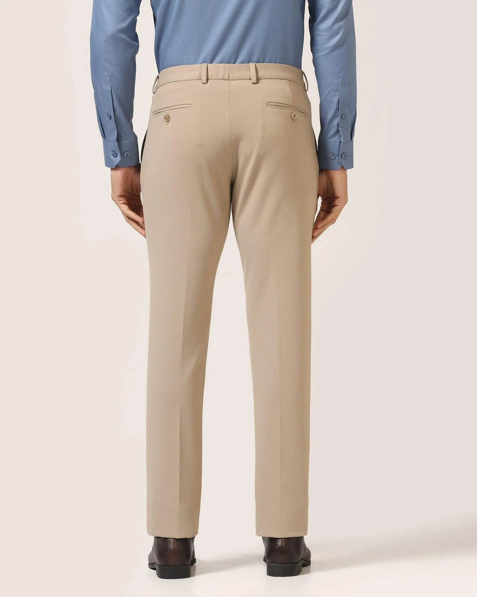 Slim Fit B-91 Formal Beige Textured Trouser - Ace