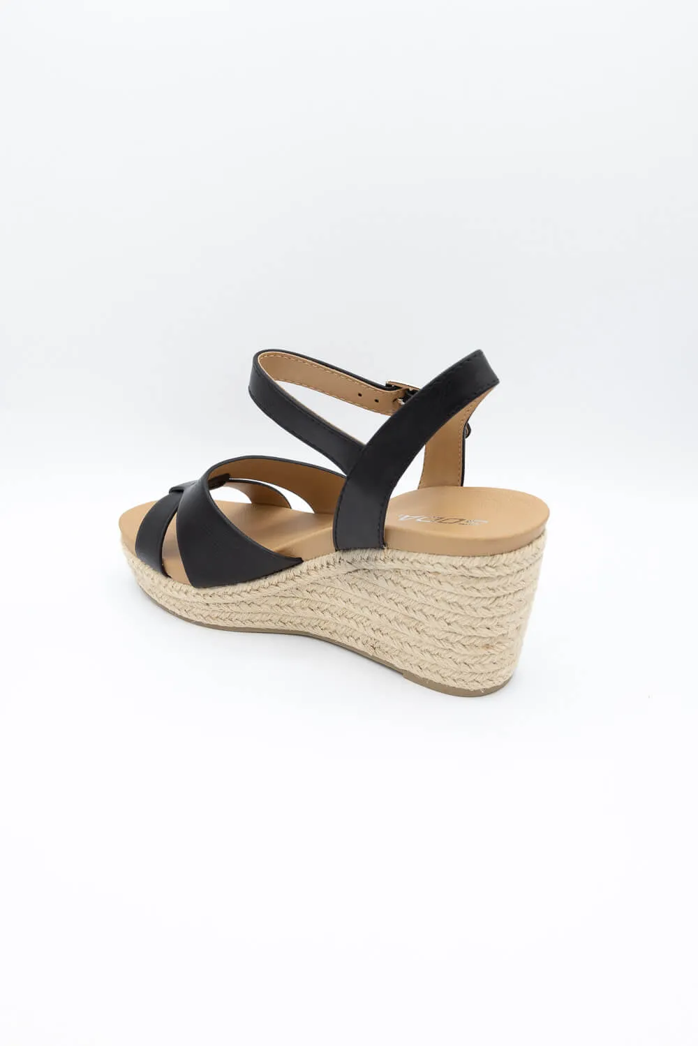 Soda Front Rope Wedges for Women in Black | FRONT-S BLACK