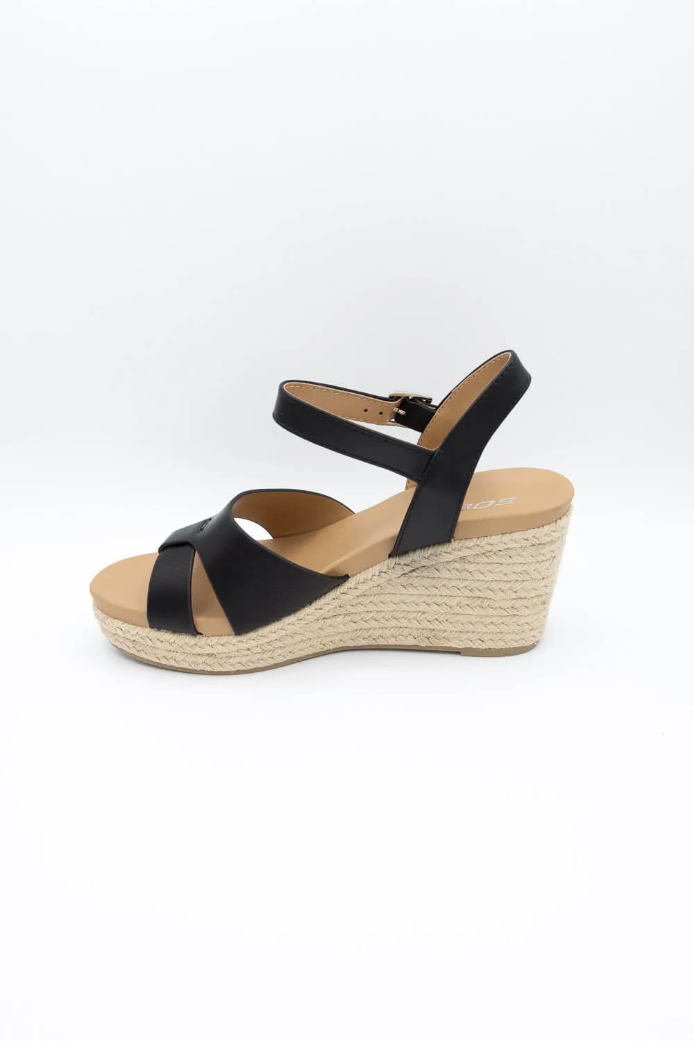 Soda Front Rope Wedges for Women in Black | FRONT-S BLACK