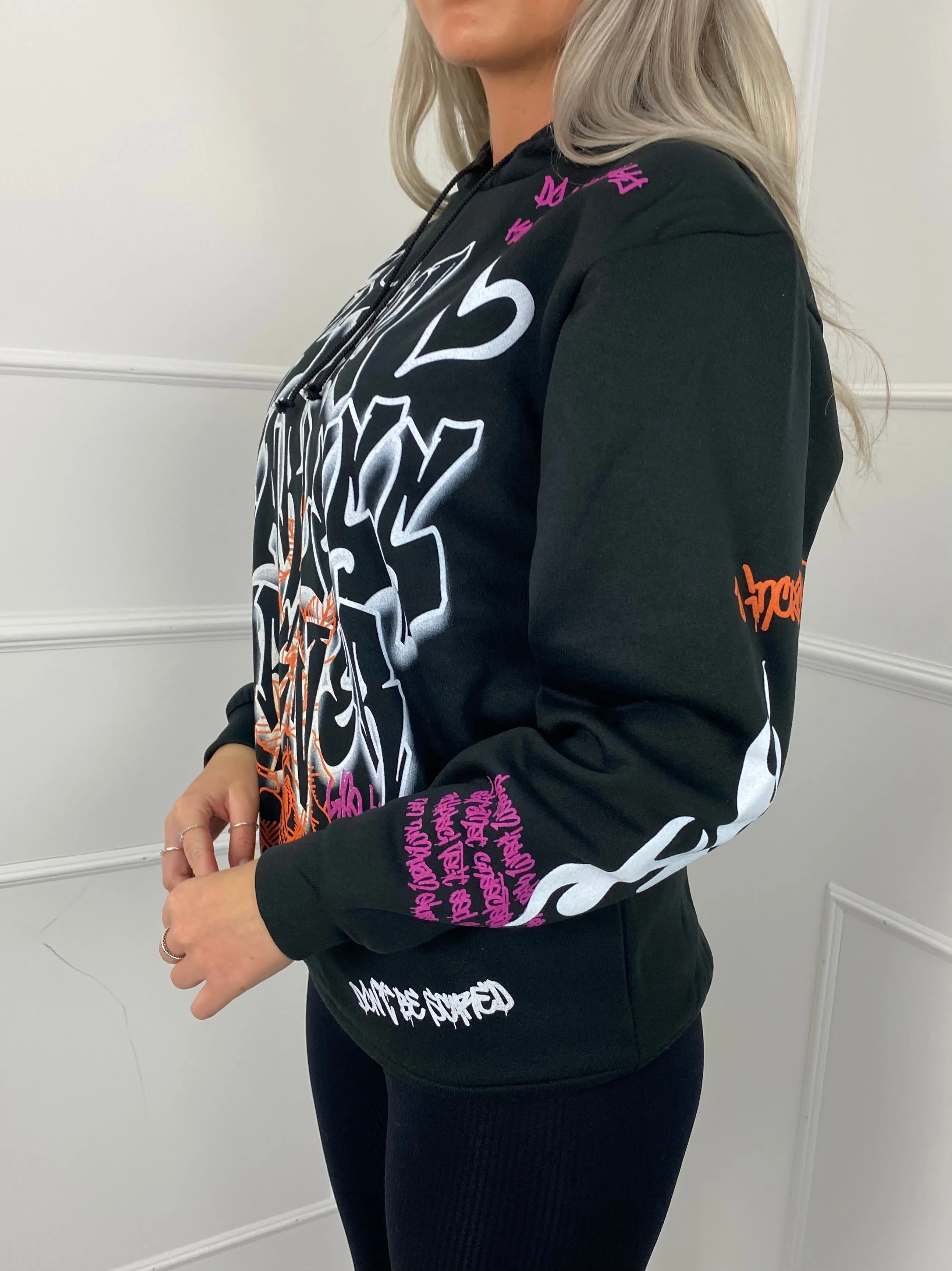 Stay Fearless Graffiti Hoodie - Black