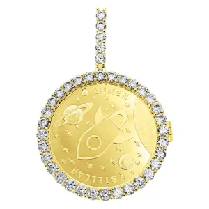 Stellar Lumens XLM Coin Iced Out Frame Pendant