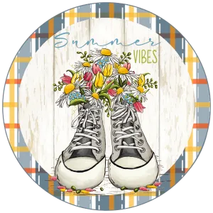 Summer Vibe Sign, Tennis Shoe Design, Wreath Sign, Wreath Center, Wreath Attachment